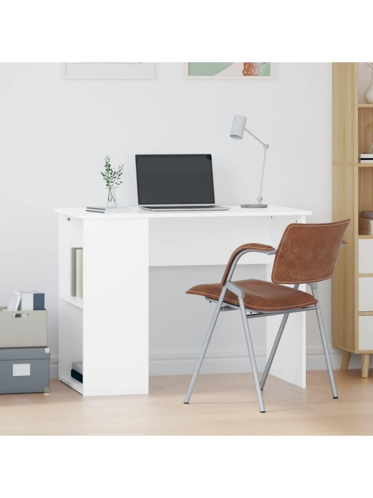 Mesa de Estudio Moderna de Madera con Diseno Minimalista para Oficina en Casa Blanco