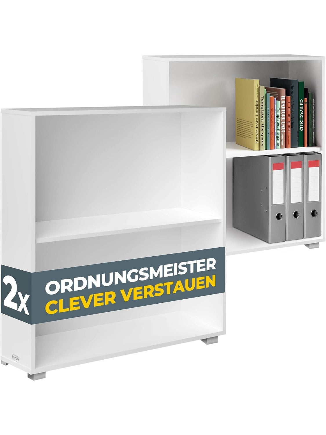 Estanteria Modular de 2 Niveles Ajustable en Altura para Libros y Organizacion del Hogar