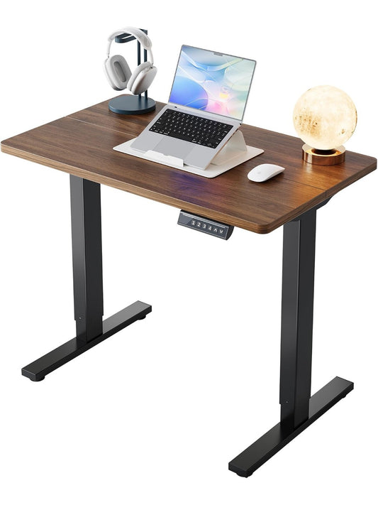 Escritorio Ajustable Electrico con Sistema de Elevacion Cuatro Memorias y Superficie para Ordenador Nogal Negro