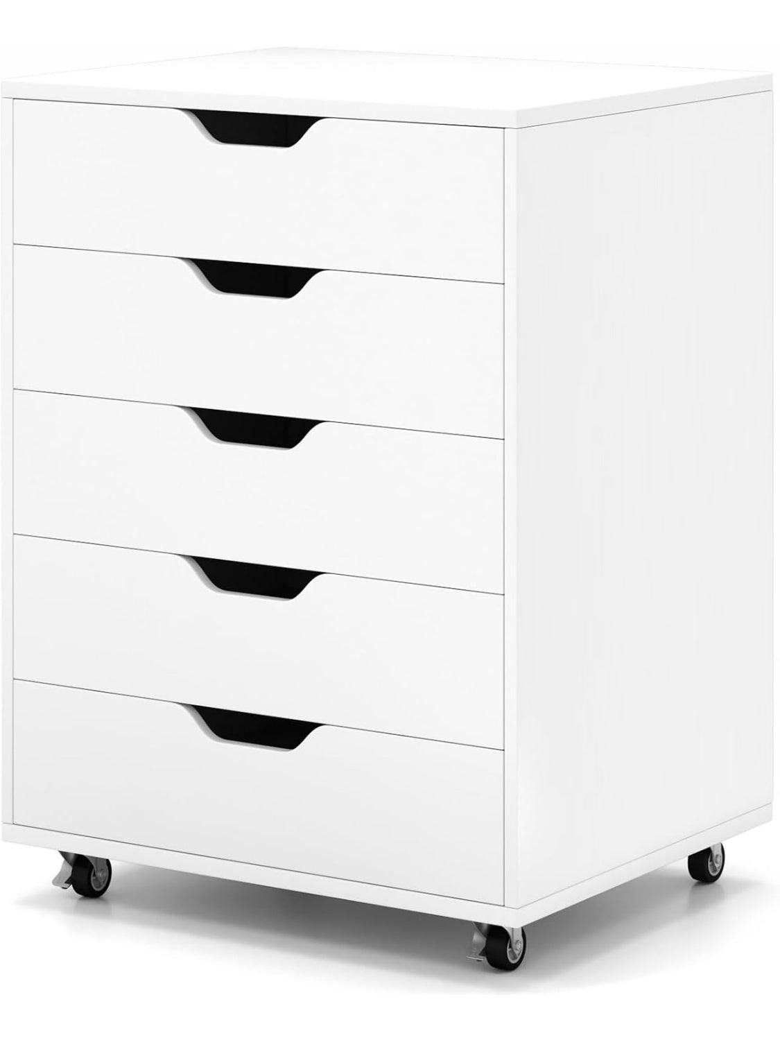 Cajonera Movil de Oficina con Cinco Cajones Ruedas Soporte para Impresora y Archivo A4 Blanco