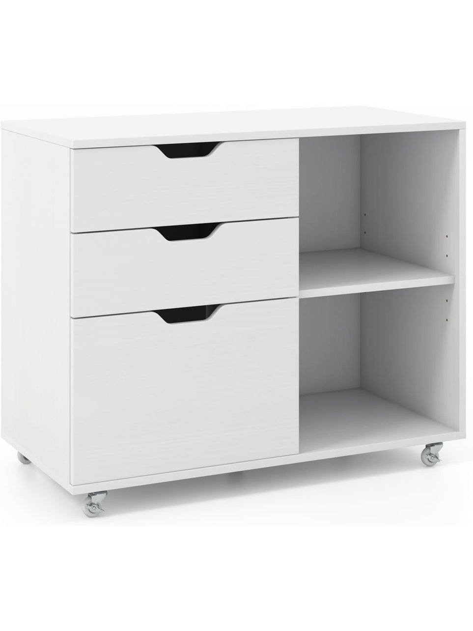 Cajonera con Ruedas para Documentos con 3 Cajones y Soporte para Impresora