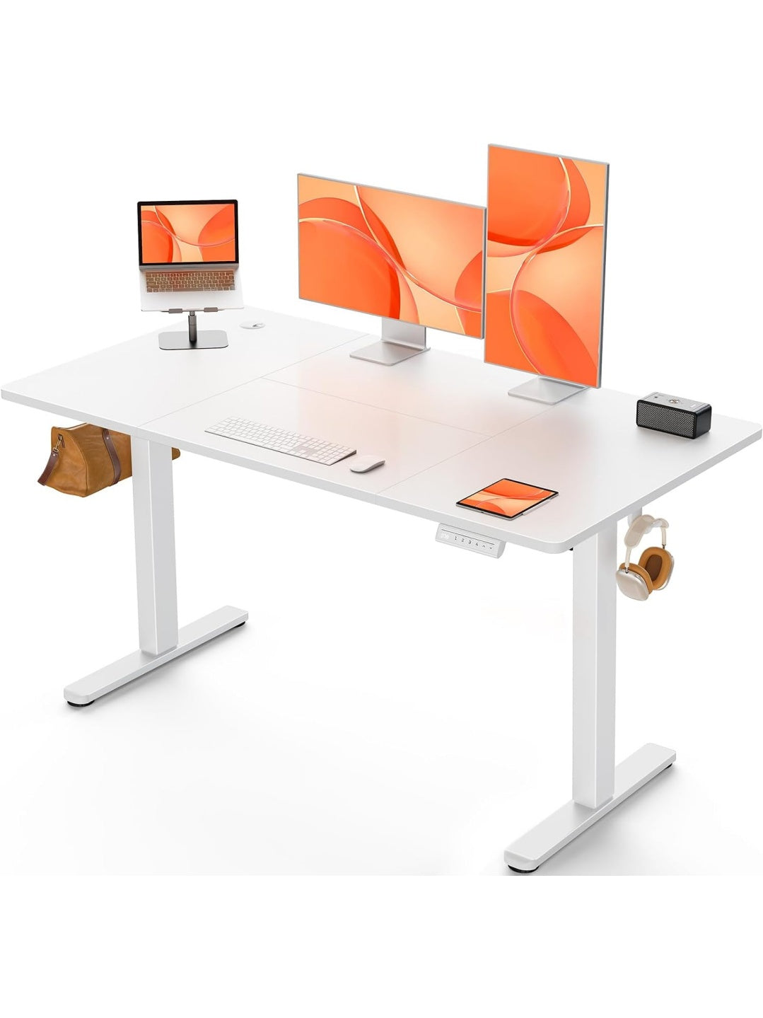 Mesa Elevable Electrica con Ajuste de Altura Control Digital y Cuatro Configuraciones Guardadas Blanco