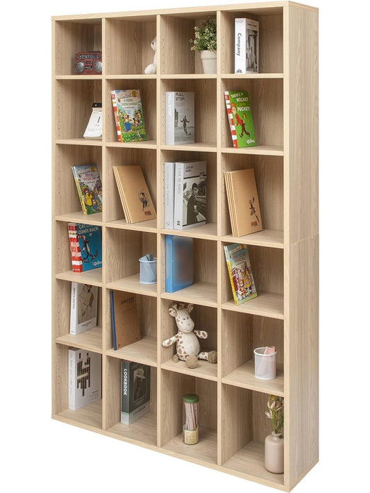 Libreria Vertical con Veinticuatro Cubos Regulables para Libros Decoracion Oficina y Hogar Marron Claro
