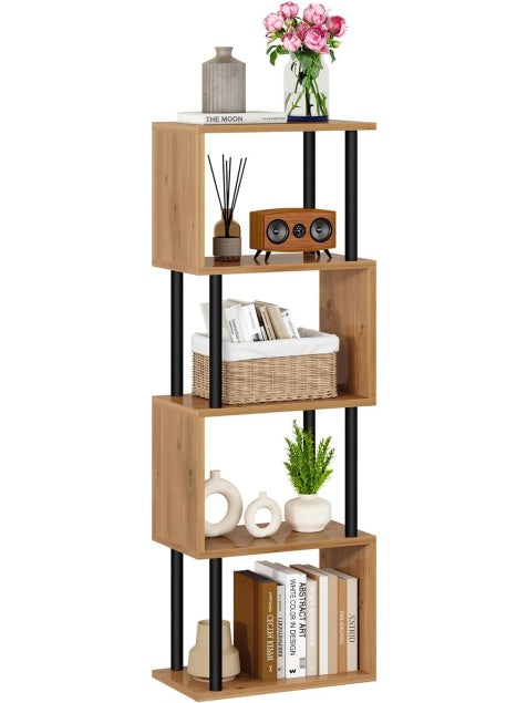 Libreria Vertical en Forma S con Cinco Niveles para Libros y Objetos Decorativos