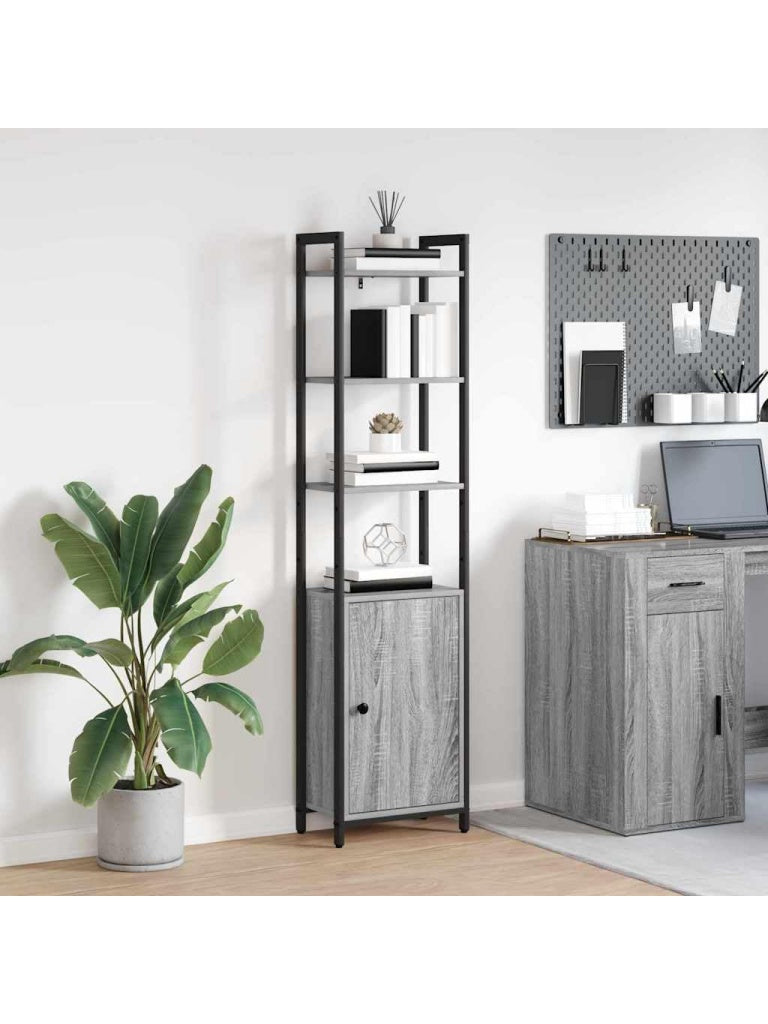 Estanteria de Madera con 6 Estantes y Puerta para Libros y Decoracion del Hogar