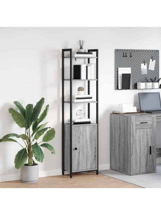 Estanteria de Madera con 6 Estantes y Puerta para Libros y Decoracion del Hogar